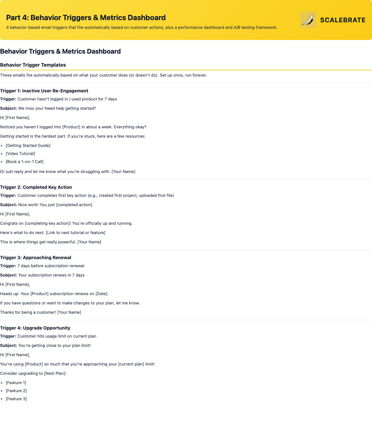 Preview of the Behavior Triggers and Metrics Dashboard