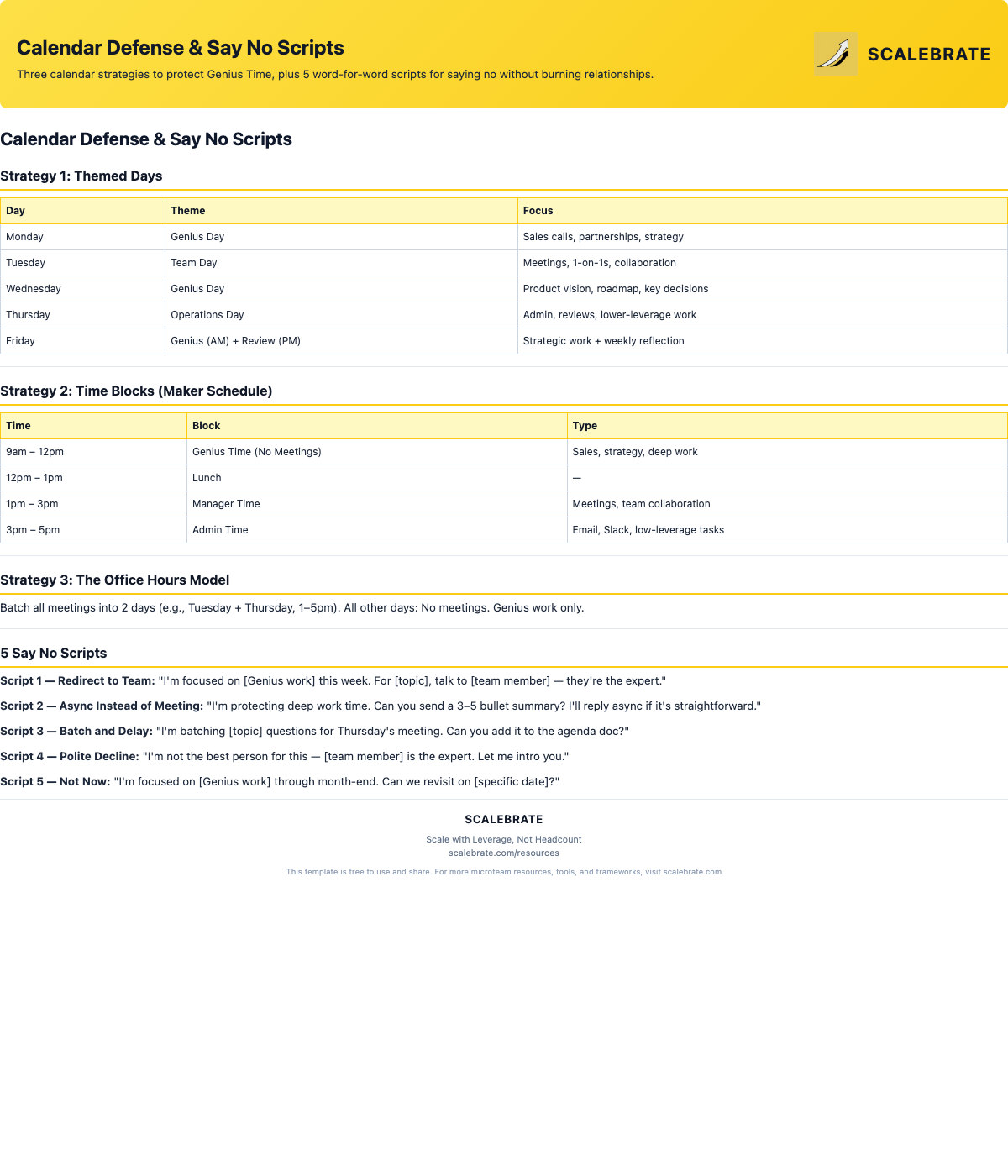 Preview of the Calendar Defense and Say No Scripts