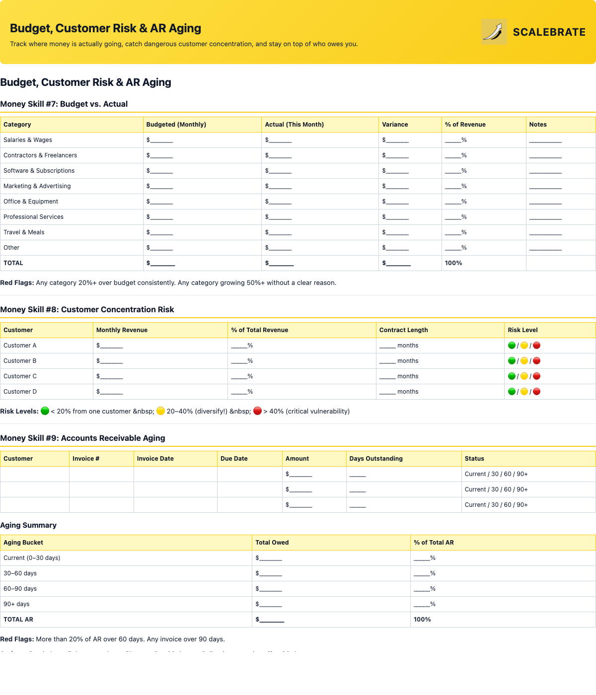 Preview of the Customer Health and Budget Tracker