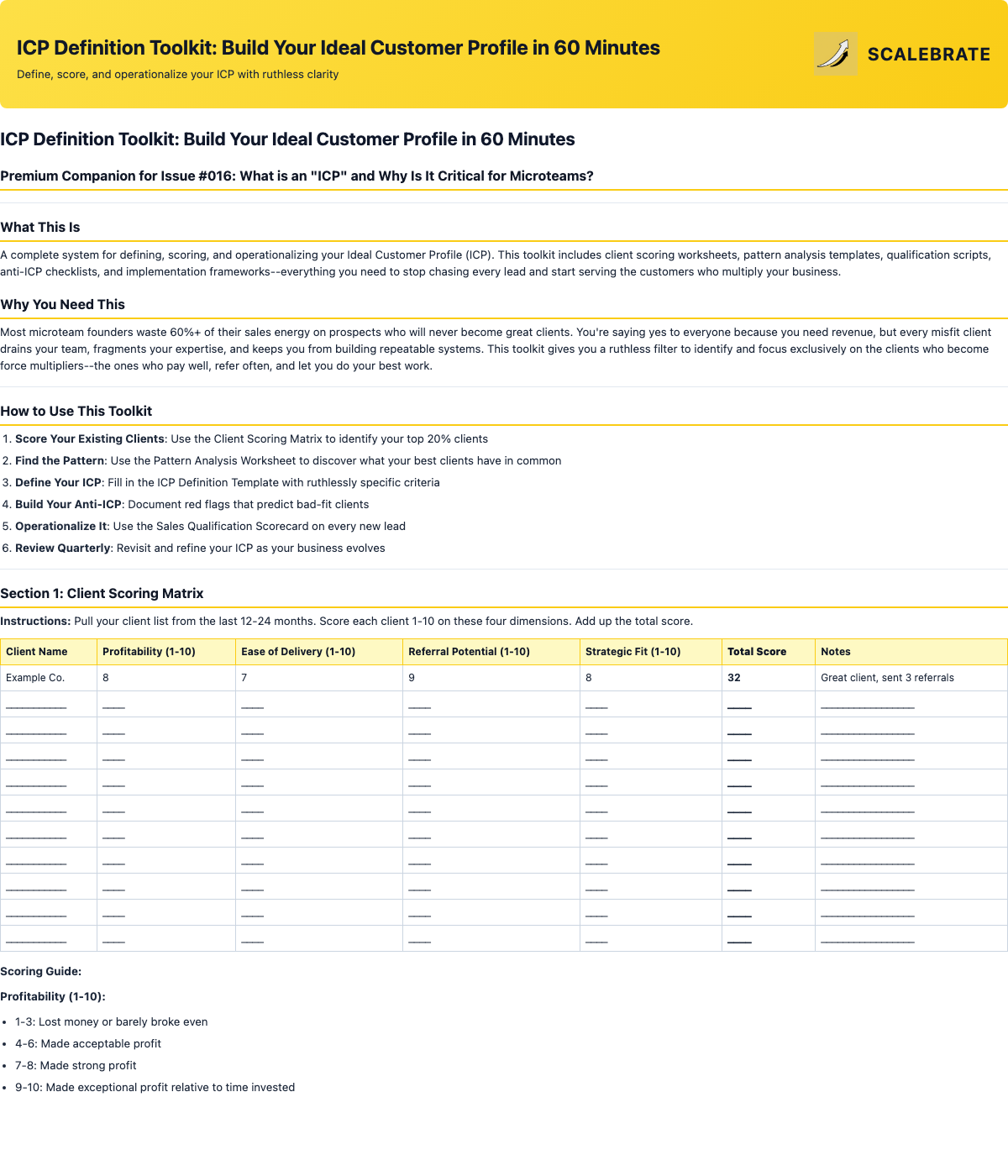 Preview of the ICP Definition Toolkit template