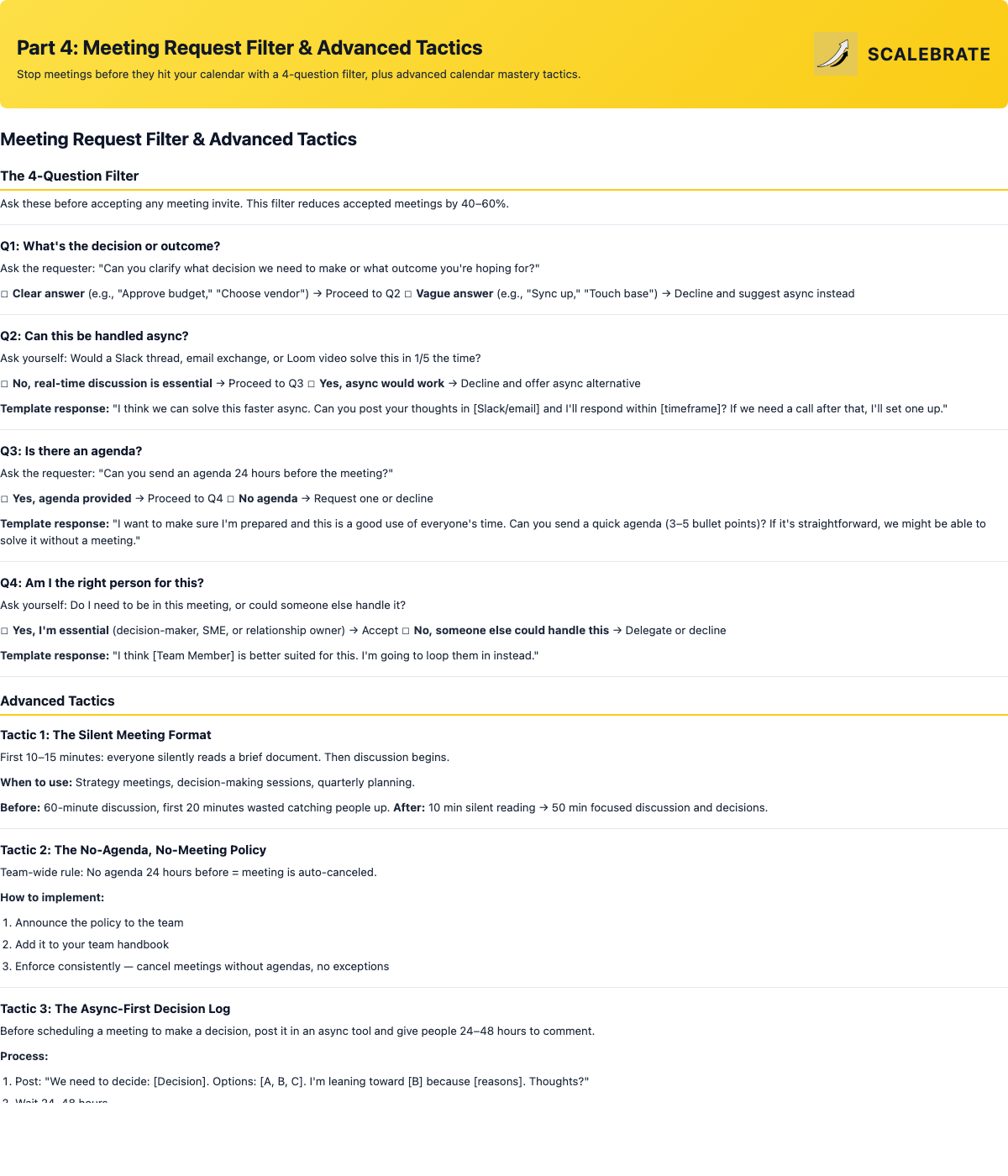 Preview of the Meeting Request Filter and Advanced Tactics