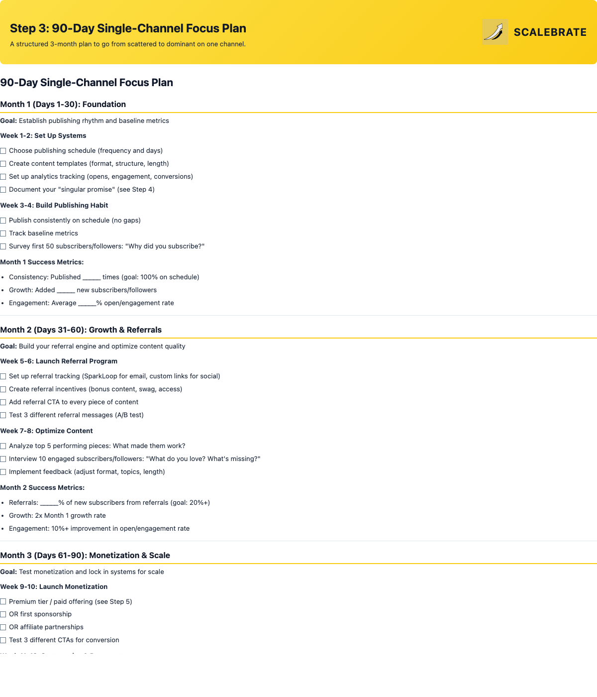 Preview of the 90-Day Single-Channel Focus Plan