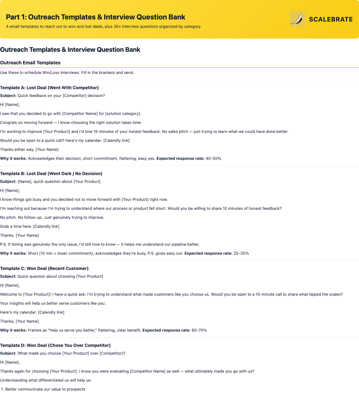 Preview of the Outreach Templates and Interview Question Bank