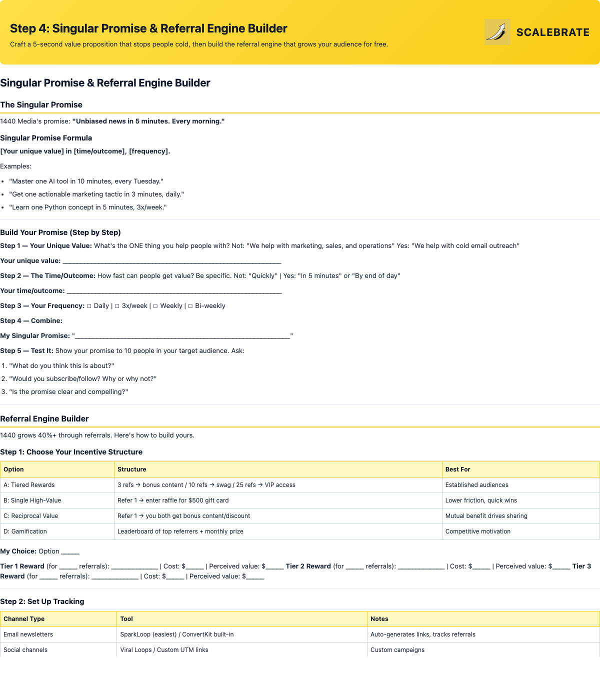 Preview of the Singular Promise and Referral Engine Builder
