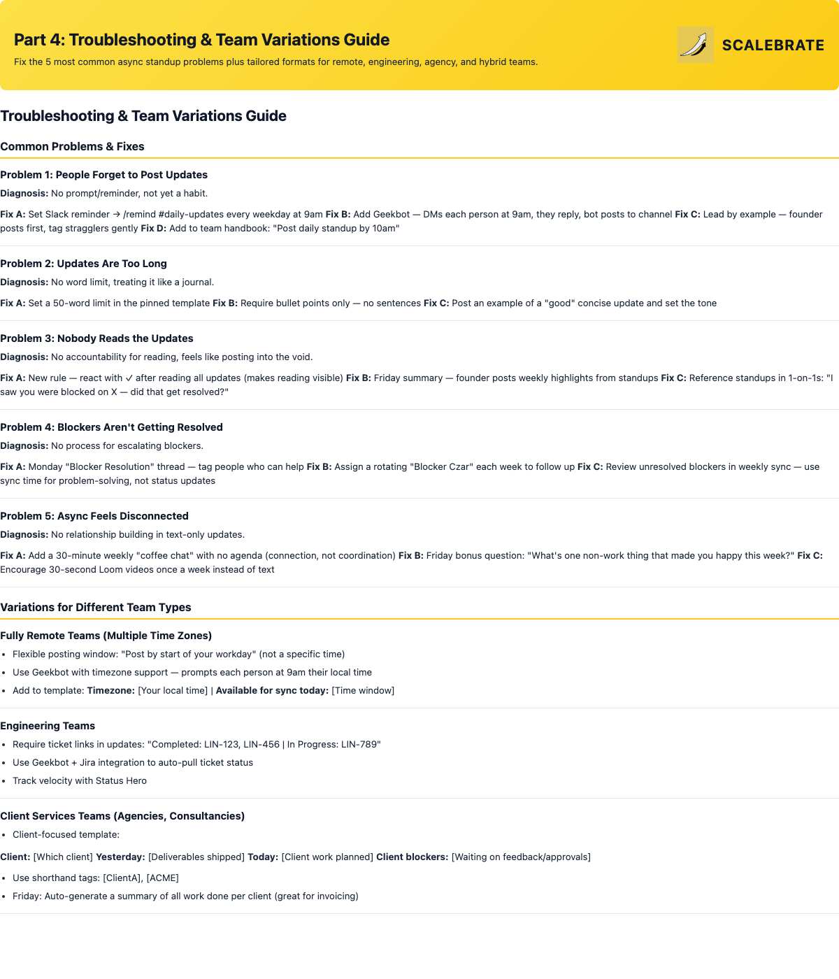 Preview of the Troubleshooting and Team Variations Guide